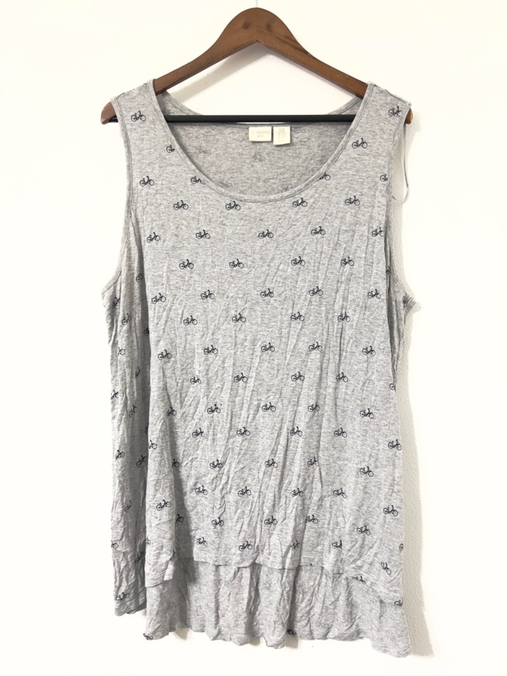 St. Tropez West Plus Size 3X Gray Bicycle Print Tunic Tank Top